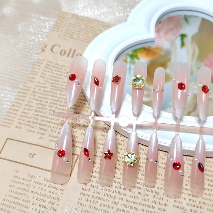 Artificial nails with sparkling 3D decorations Kalsten