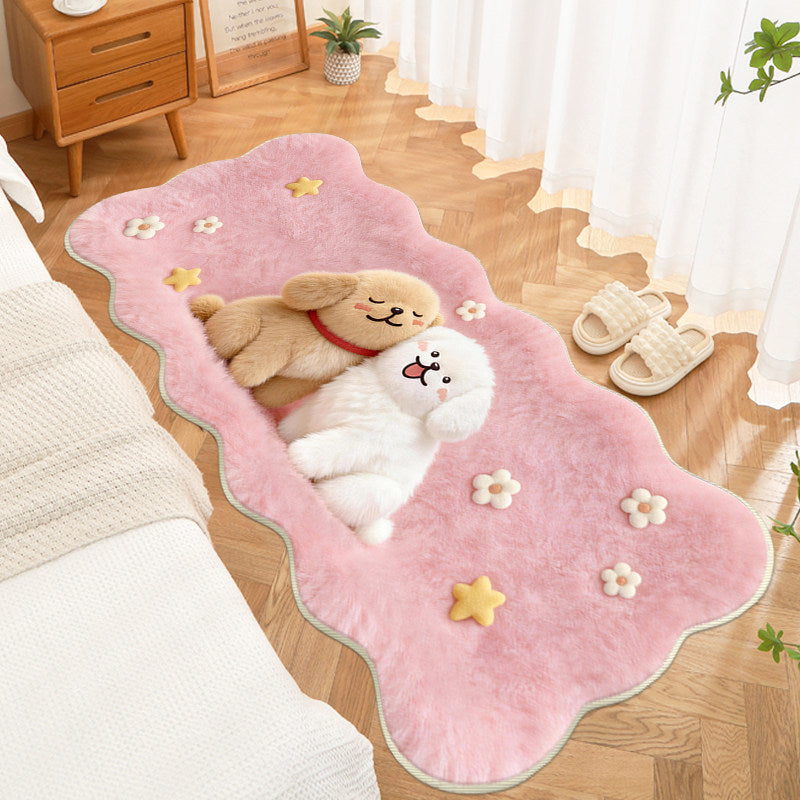 Plush Cartoon Bear-Themed Area Rug