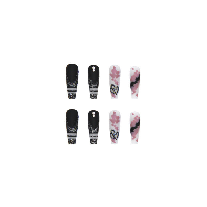 Artificial nail set with creative 3D elements and sparkling accents Kalsten