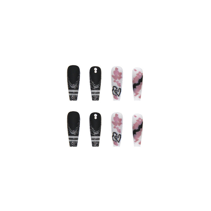 Artificial nail set with creative 3D elements and sparkling accents Kalsten