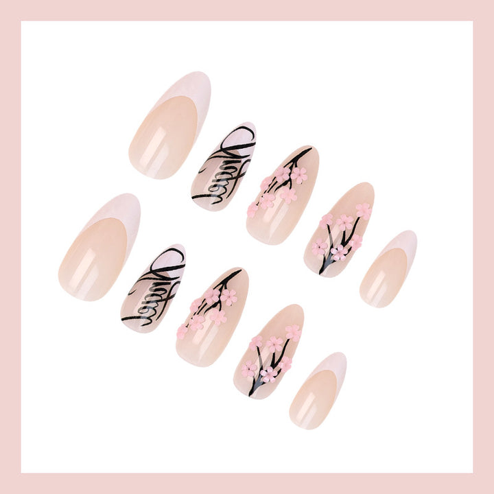 Artificial nails with delicate 3D flowers and elegant design Kalsten