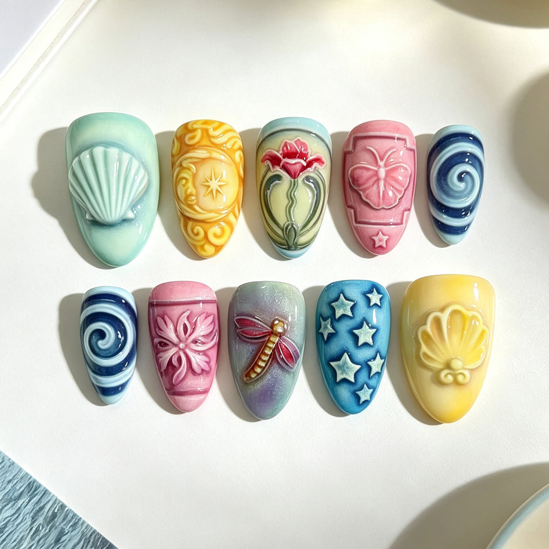 Creative Floral Press-On Nail Set