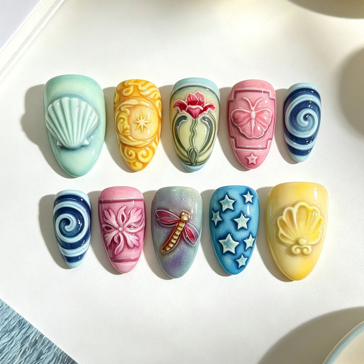 Creative Floral Press-On Nail Set