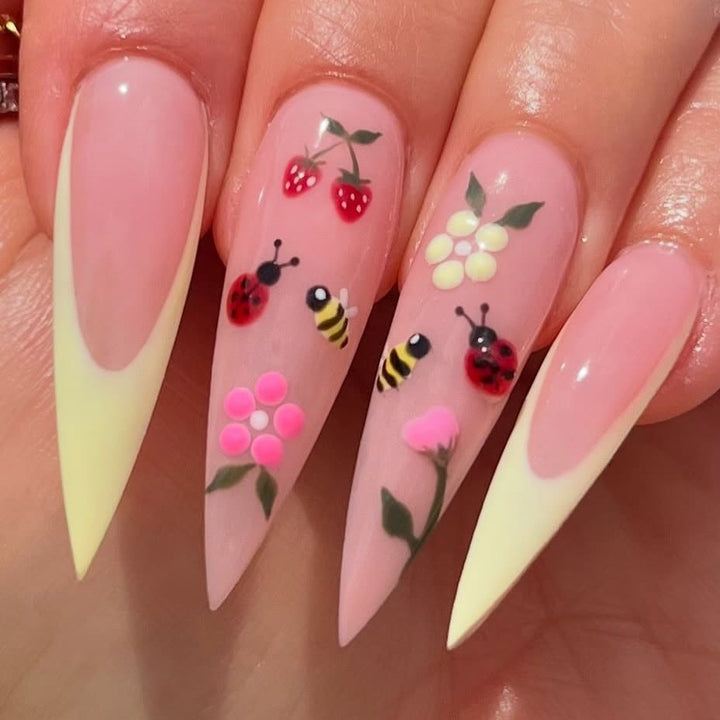 Artificial nail set with colorful spring design and elegant tips Kalsten