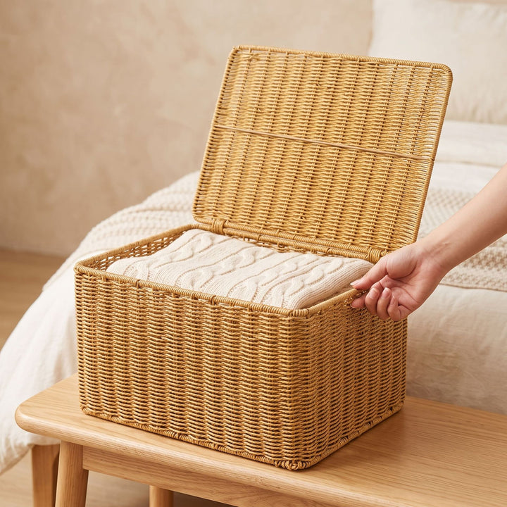Practical storage basket with lid Kalsten