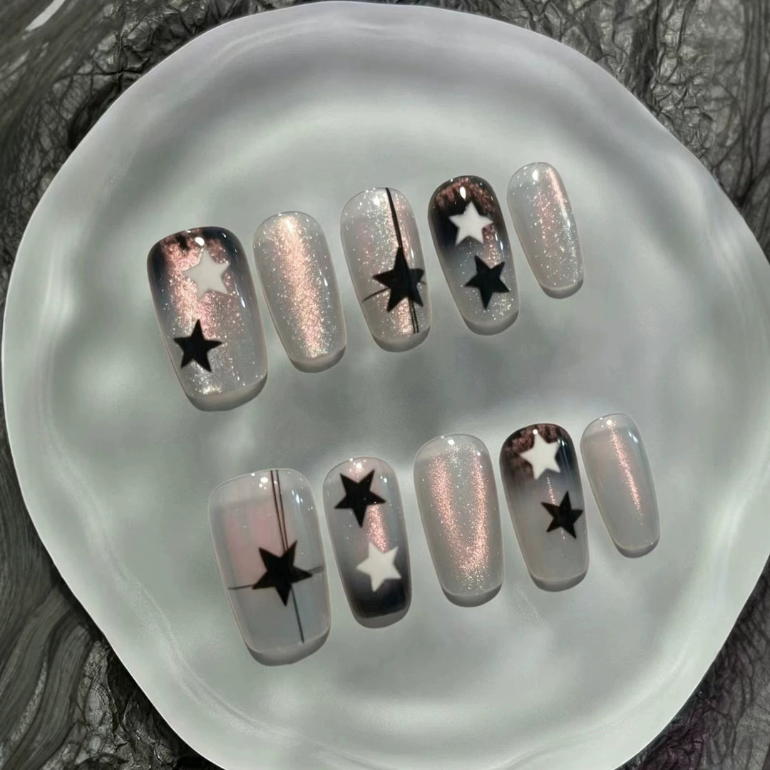 Artistic Star-Pattern Press-On Nail Set Kalsten