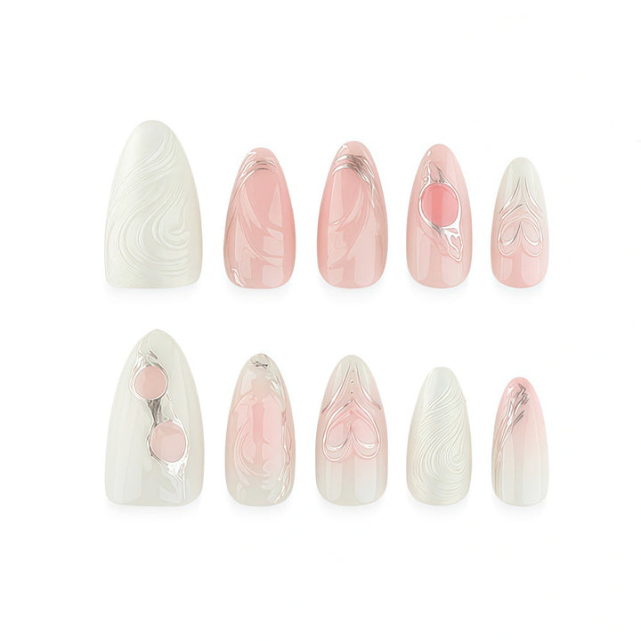 Elegant Artificial Nail Set with Romantic Design Kalsten