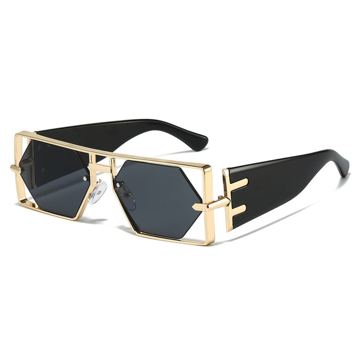 Geometric Shield Sunglasses with Premium Metallic Frame Kalsten