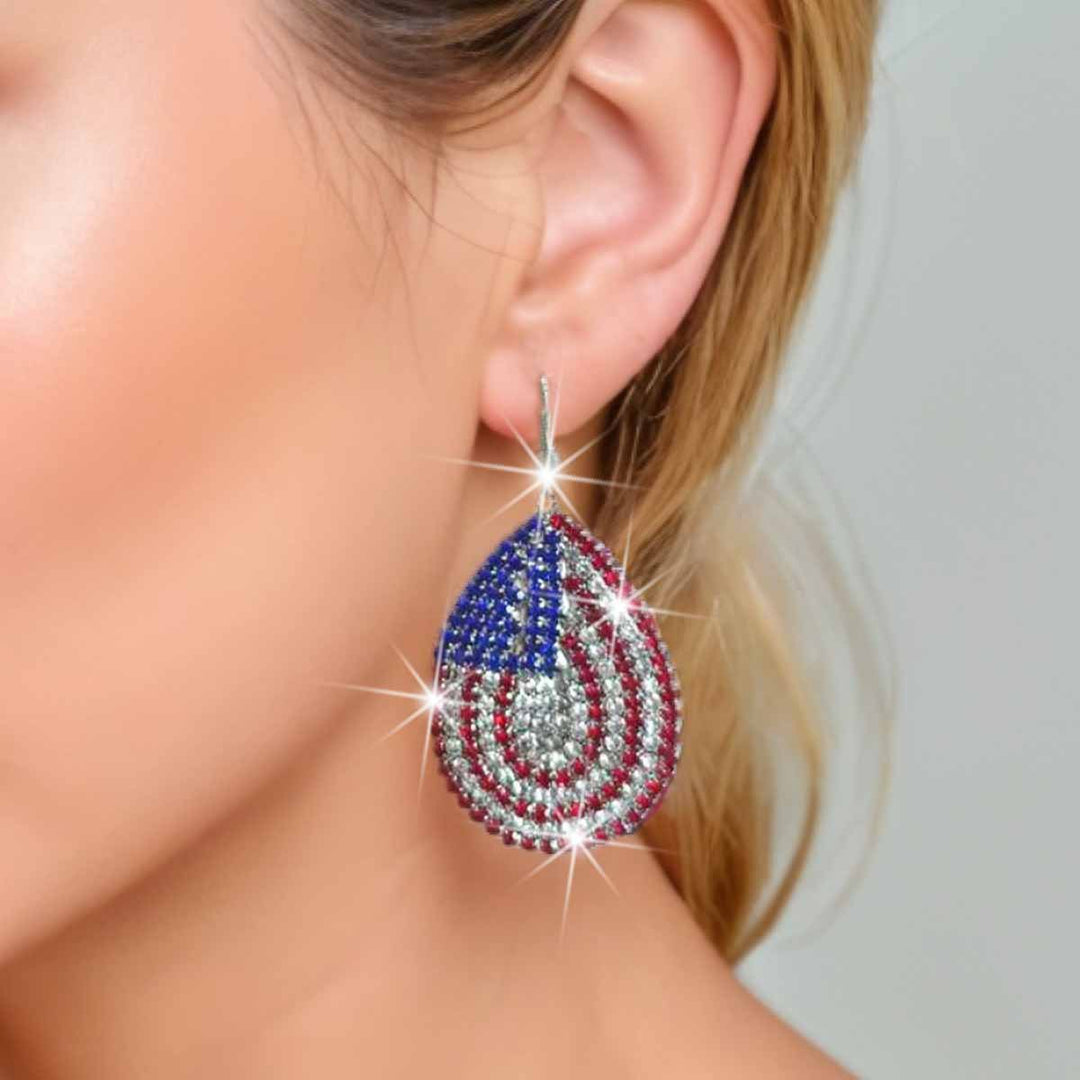 Ladies long sparkling crystal tassel earrings with geometric stud closure Kalsten