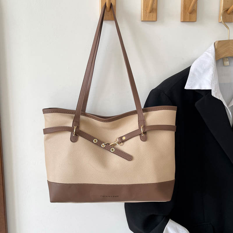 Structured Faux Leather Tote Bag