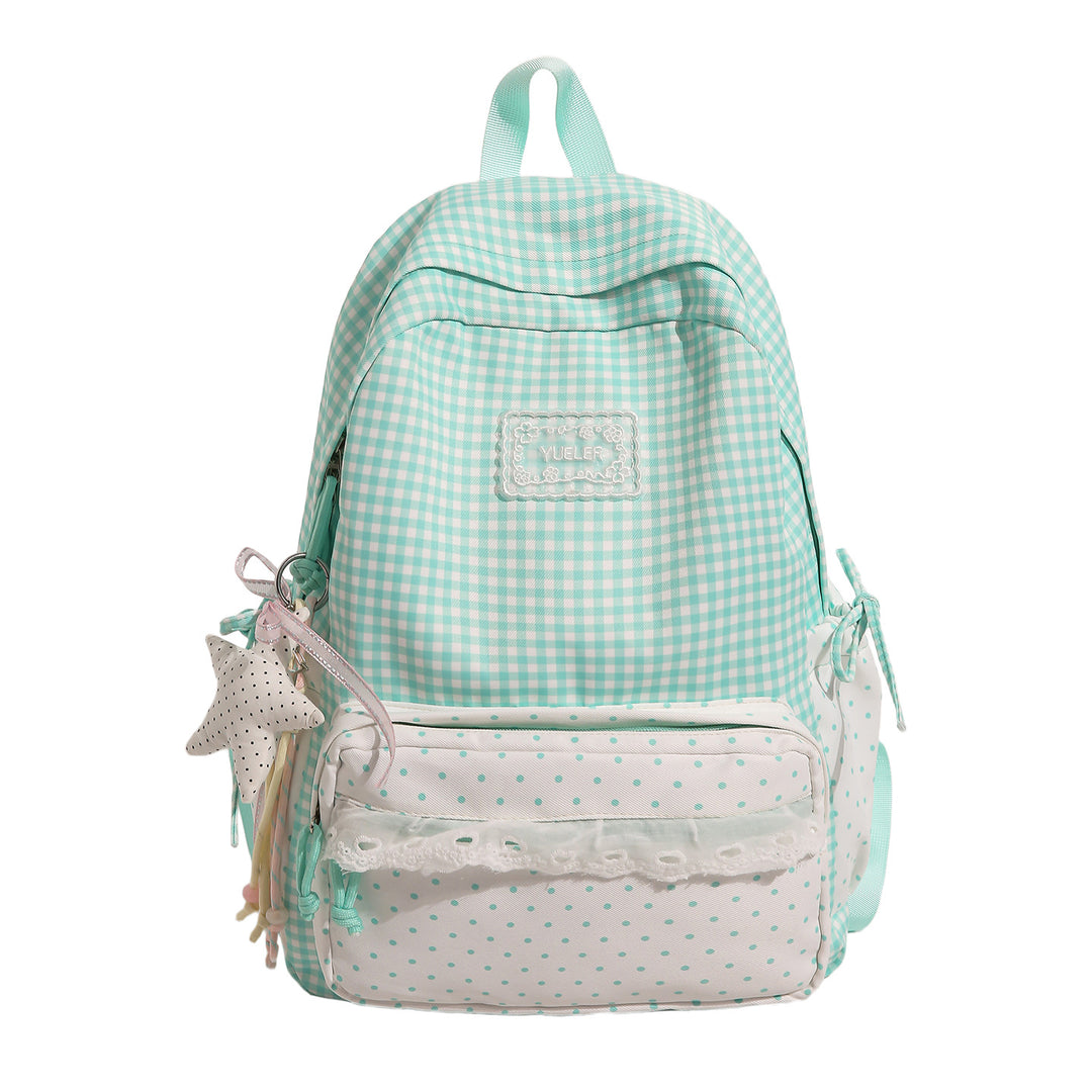 Charming Gingham Print School Backpack Kalsten