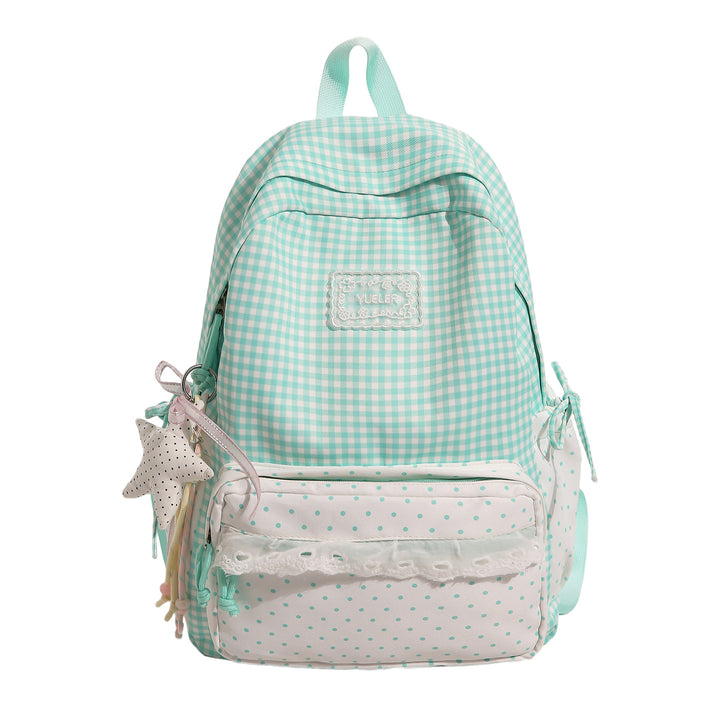 Charming Gingham Print School Backpack Kalsten