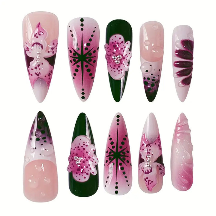 Premium Decorative Stiletto Press-On Nail Art Kalsten