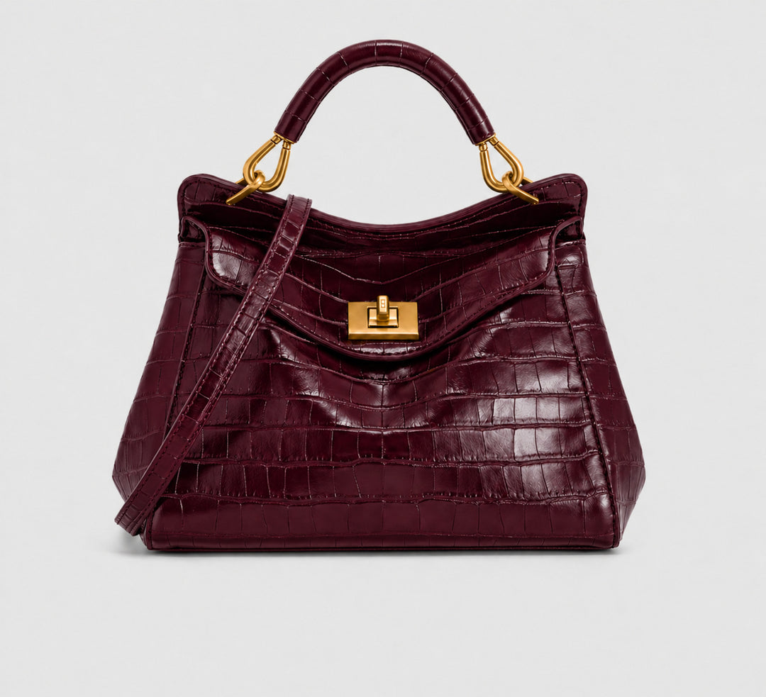 Classic Structured Crocodile Texture Handbag