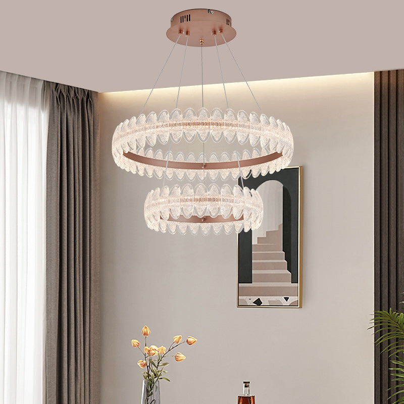 Modern Double Layer Crystal Pendant Light