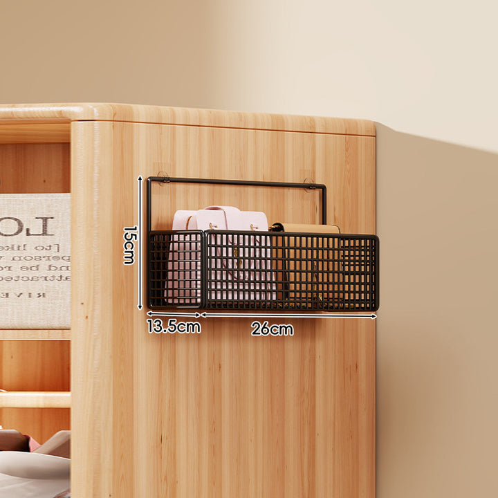 Over-the-Door Metal Grid Hanging Organizer with Four Stackable Baskets and Hooks