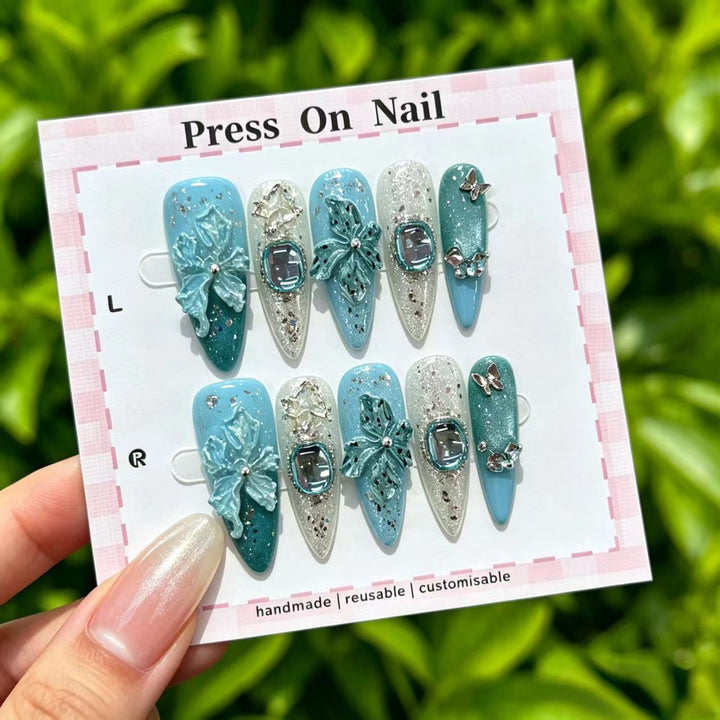 Artistic Cherry-Inspired Press-On Nails