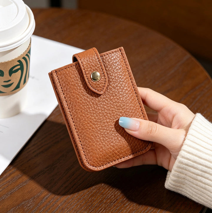 Textured Leather Cardholder with Snap Closure Kalsten
