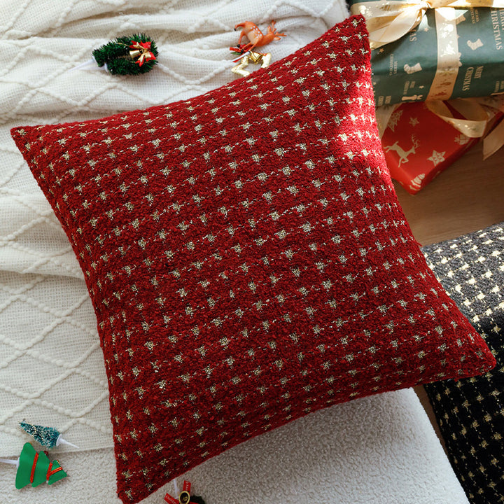 Square cushion cover with metallic houndstooth bouclé and concealed zipper Kalsten