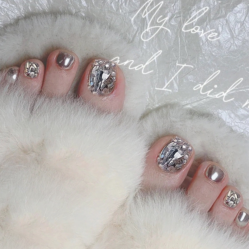 Premium Decorative Press-On Toenails with Crystal Accents Kalsten