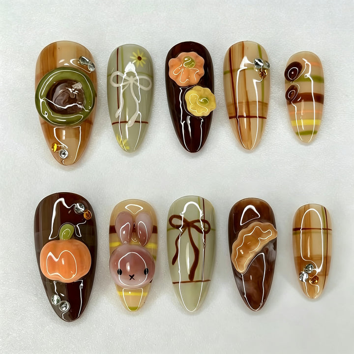 Artistic Seasonal-Themed Press-On Nail Art Set Kalsten