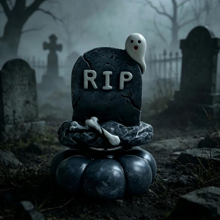 Decorative grave stone figure with ghost Kalsten