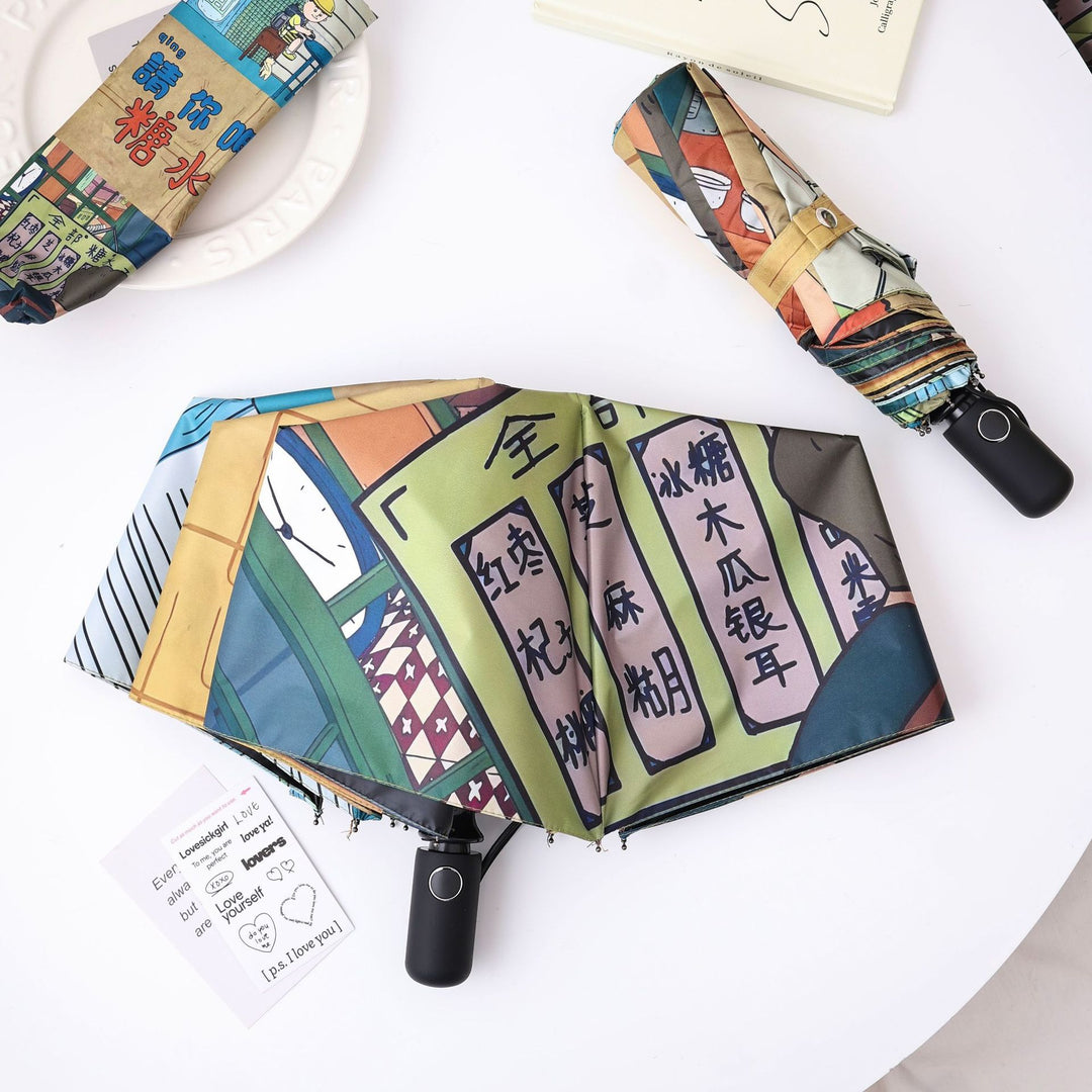 Ladies innovative folding umbrella with unique graphic design Kalsten