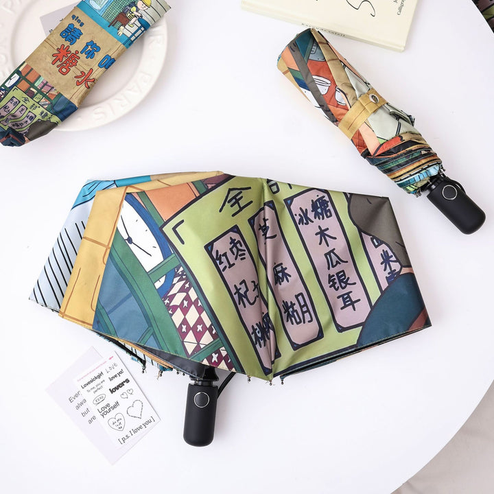 Ladies innovative folding umbrella with unique graphic design Kalsten