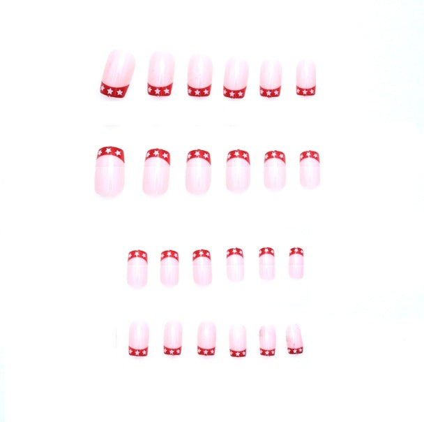 Star-Embellished French Tip Nail Art Kalsten