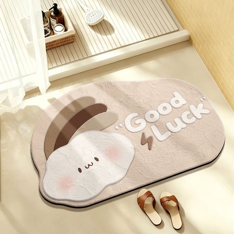 Playful Rabbit-Themed Bath Mat