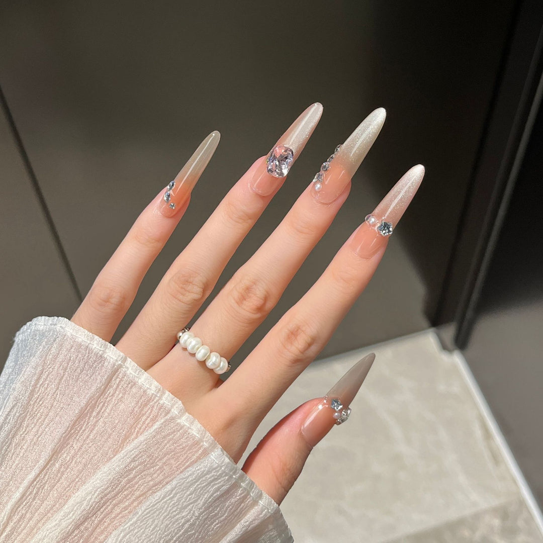 Elegant Rhinestone-Embellished Press-On Nail Extensions Kalsten
