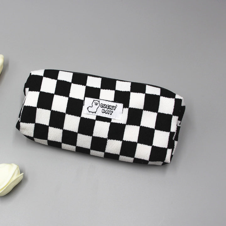 Checked Pattern Zippered Pencil Case Kalsten