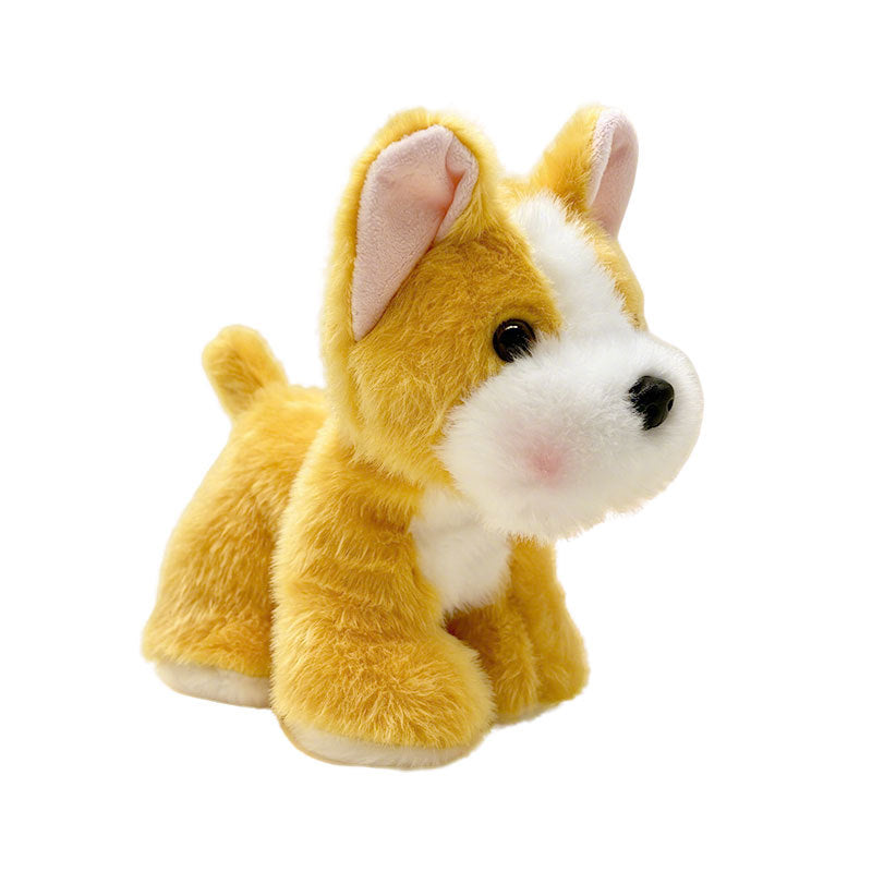 Plush Sitting Puppy Toy with Ultra-Soft Faux Fur and Embroidered Nose Kalsten