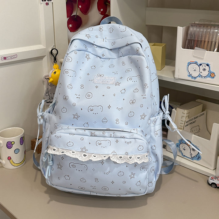 Playful Cartoon Patterned School Backpack Kalsten