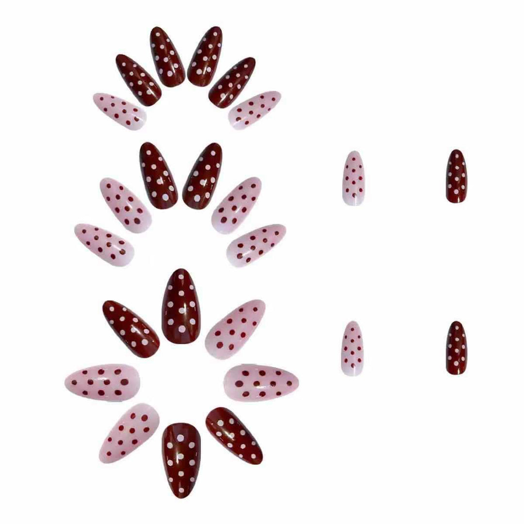 Artifical nail set with playful polka dot design and elegant accents Kalsten