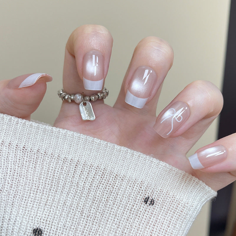 Elegant Gel Press-On Nails with Rhinestone and Glitter Accents Kalsten