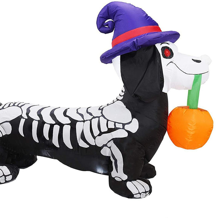 Inflatable Halloween Dog with Skeleton Design