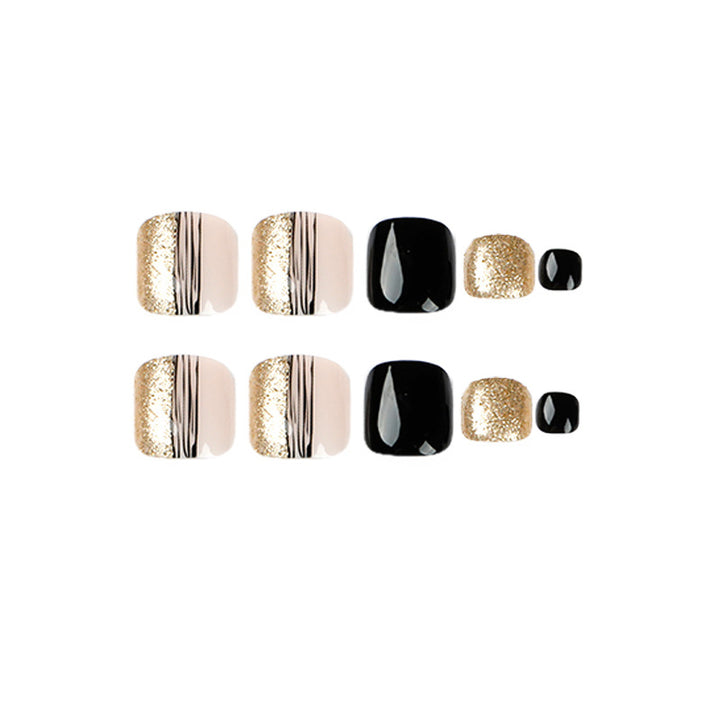 Exquisite toenail art with glitter and stripe design Kalsten