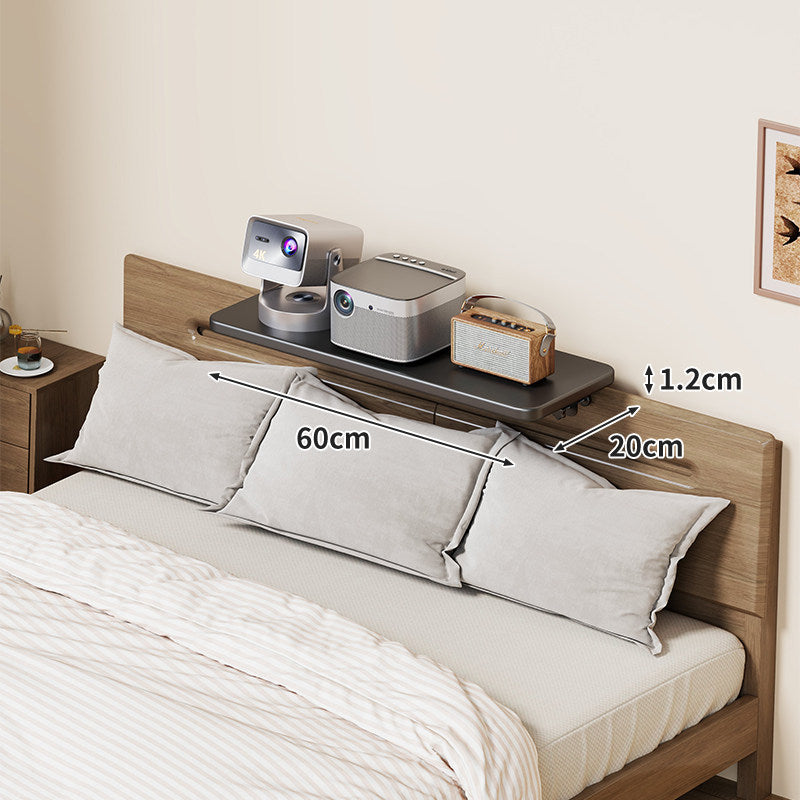 Wall-Mounted Slim Floating Headboard Shelf with Rounded Corners and Concealed Brackets