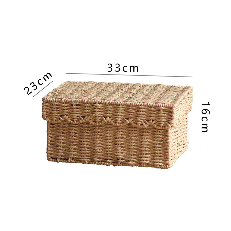 Storage basket with lid and reed design Kalsten
