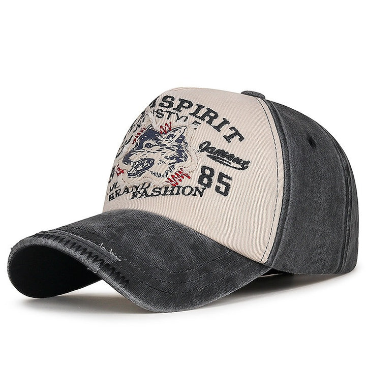 Men's Vintage-Inspired Embroidered Wolf Cap Kalsten