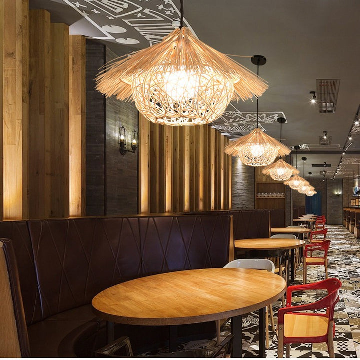 Boho-Inspired Woven Ceiling Light