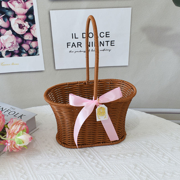 Elegant Handcrafted Rattan Tote Basket Kalsten