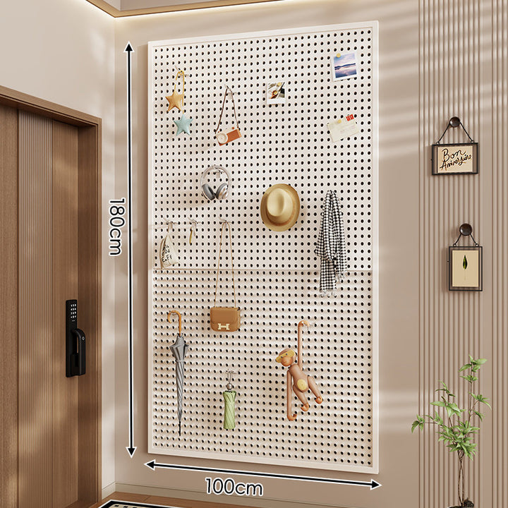 Wall-Mounted Perforated Pegboard Organizer Panel Large Square with Modular Hooks and Accessories