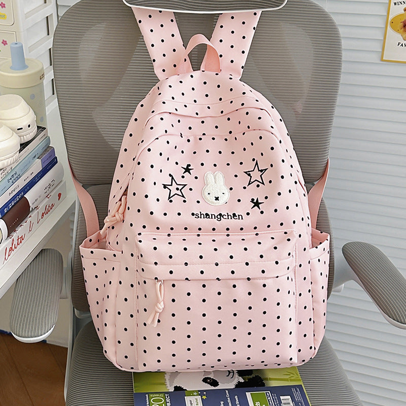 Playful Polka Dot Bunny-Themed Backpack Kalsten