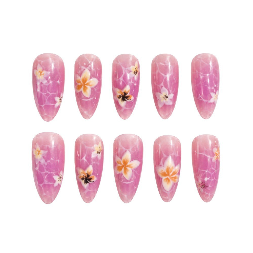 Floral Acrylic Nail Art Extensions