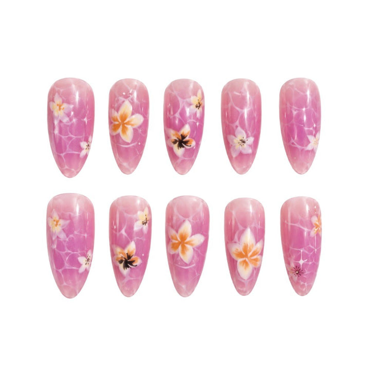 Floral Acrylic Nail Art Extensions