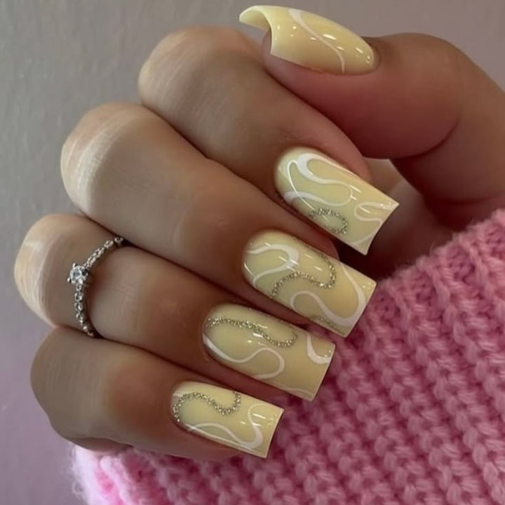 Acrylic nail set with elegant 3D decorations Kalsten