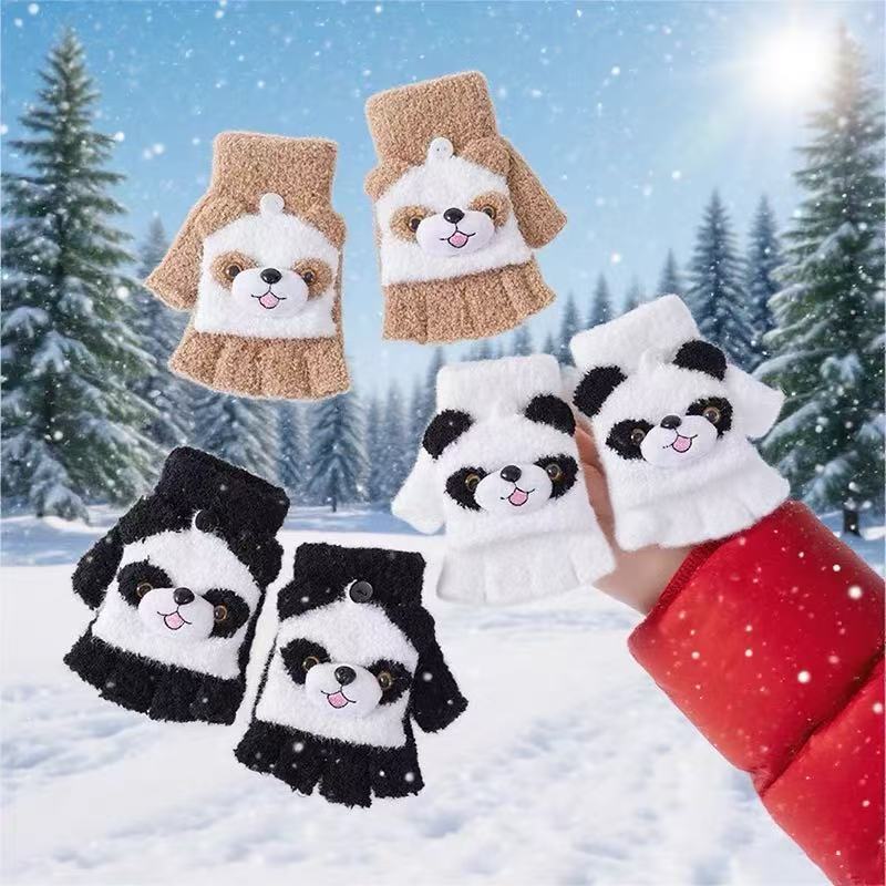 Cute Panda-Themed Fingerless Gloves Kalsten