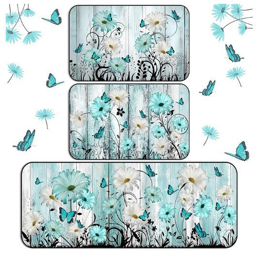 Floral Butterfly-Themed Decorative Area Mat